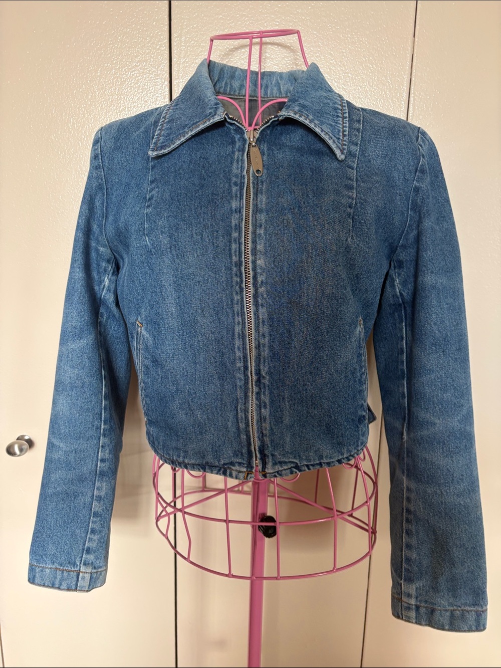 Giorgio Armani Medium Blue Denim Zip Jacket